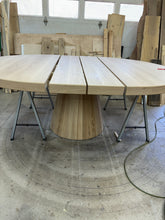Load image into Gallery viewer, 6' Round White Oak Extension Dining Table