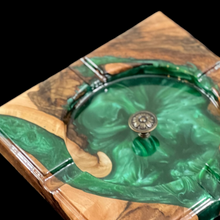 Load image into Gallery viewer, Walnut Emerald Cigar Tray