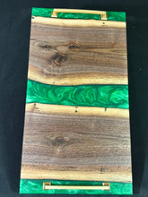 Load image into Gallery viewer, Walnut/ Emerald Green Epoxy Charcuterie
