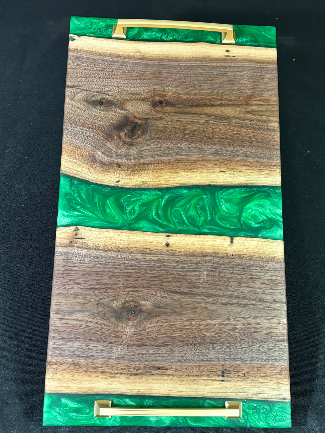 Walnut/ Emerald Green Epoxy Charcuterie