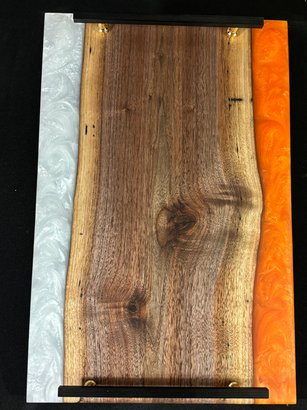 Walnut/ White and Orange Epoxy Charcuterie