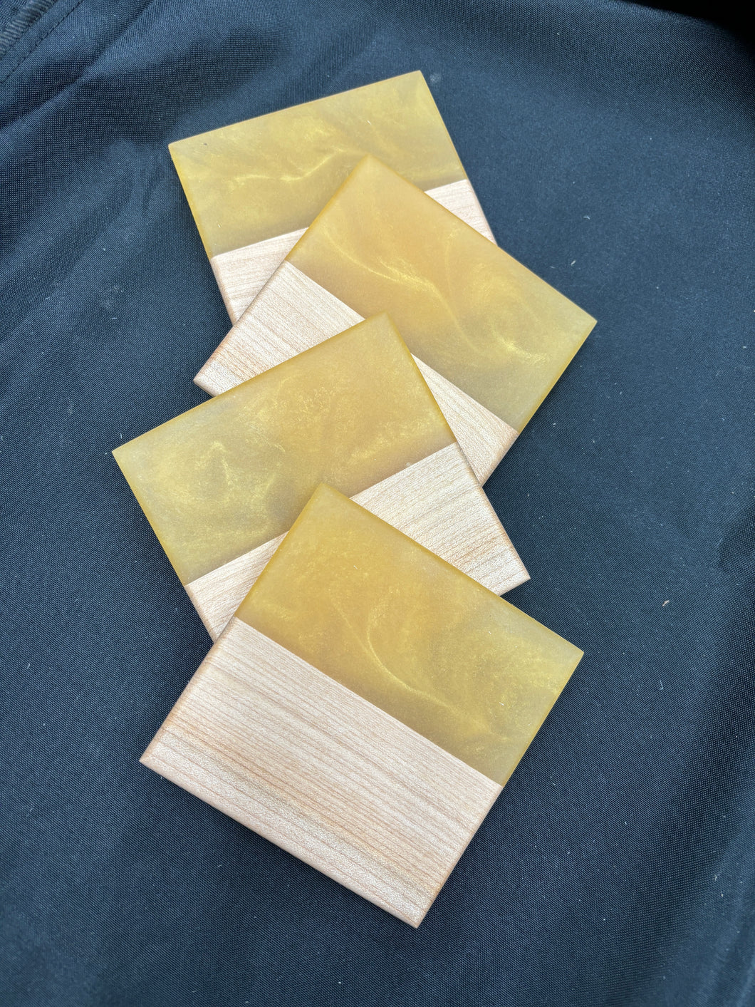 Elm / Yellow Epoxy Coasters