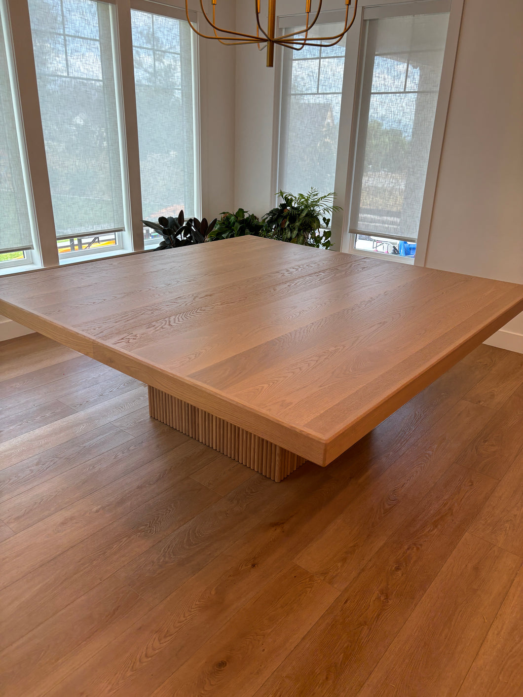 7' Square White Oak Dining Table