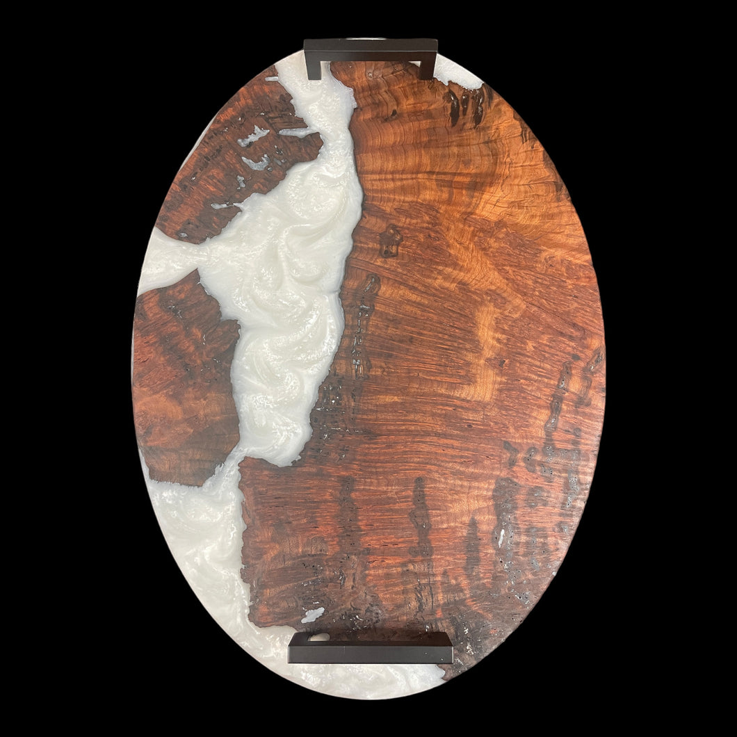 Redwood Burl Oval / Arctic White Epoxy Charcuterie