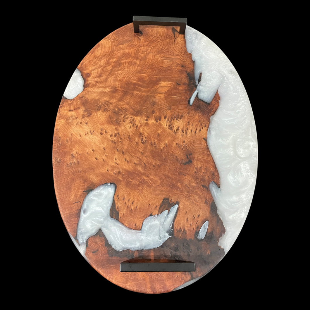 Redwood Burl Oval / Arctic White Epoxy Charcuterie