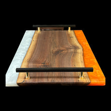 Load image into Gallery viewer, Walnut/ White and Orange Epoxy Charcuterie
