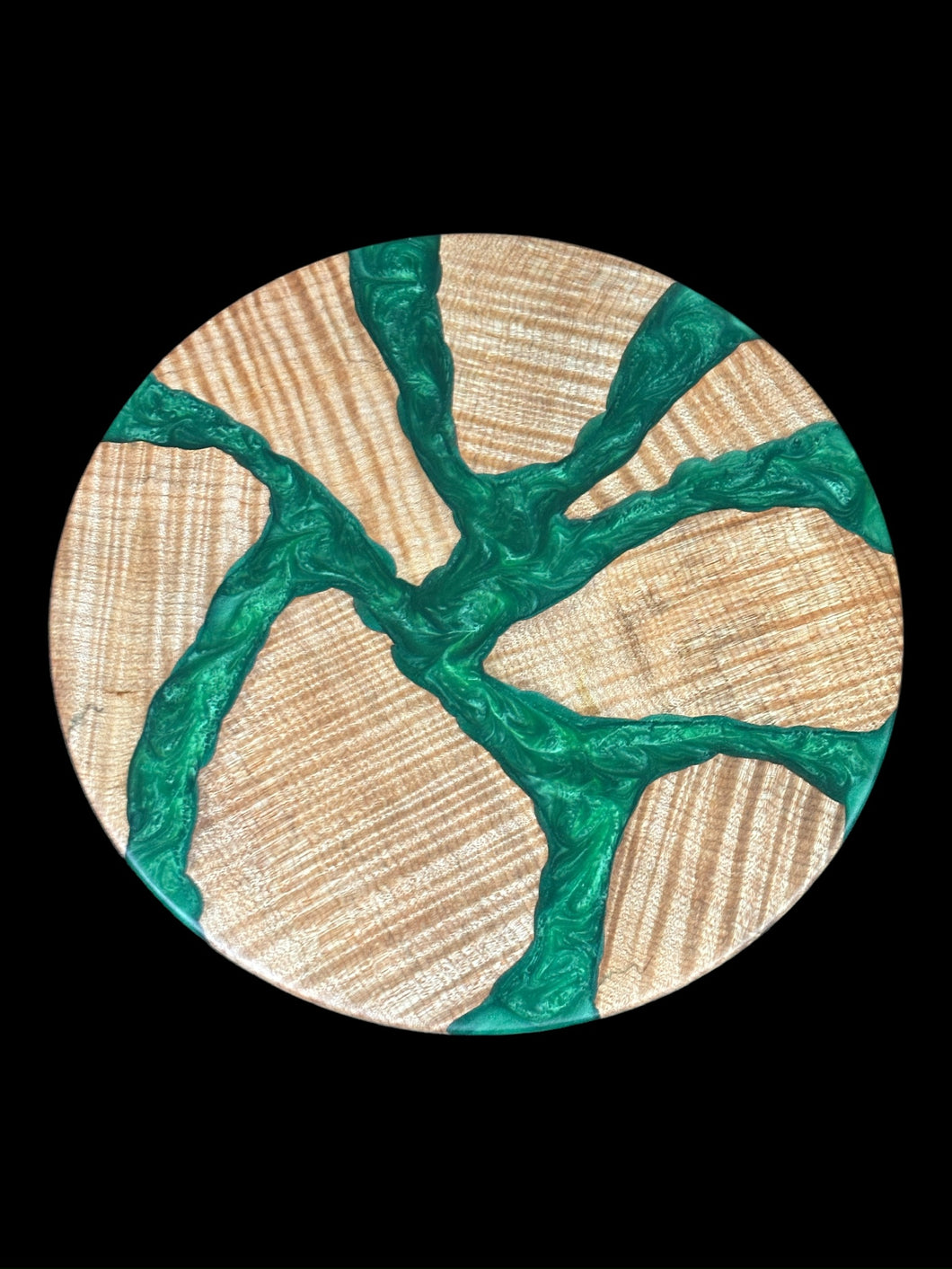 Fiddleback Maple/ Dark Green Lazy Susan