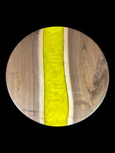 Load image into Gallery viewer, Walnut/ Yellow Epoxy Lazy Susan
