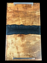 Load image into Gallery viewer, Curly Silver Maple/ Blue and Black Epoxy Charcuterie
