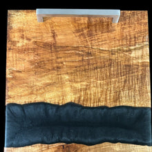 Load image into Gallery viewer, Curly Silver Maple/ Blue and Black Epoxy Charcuterie
