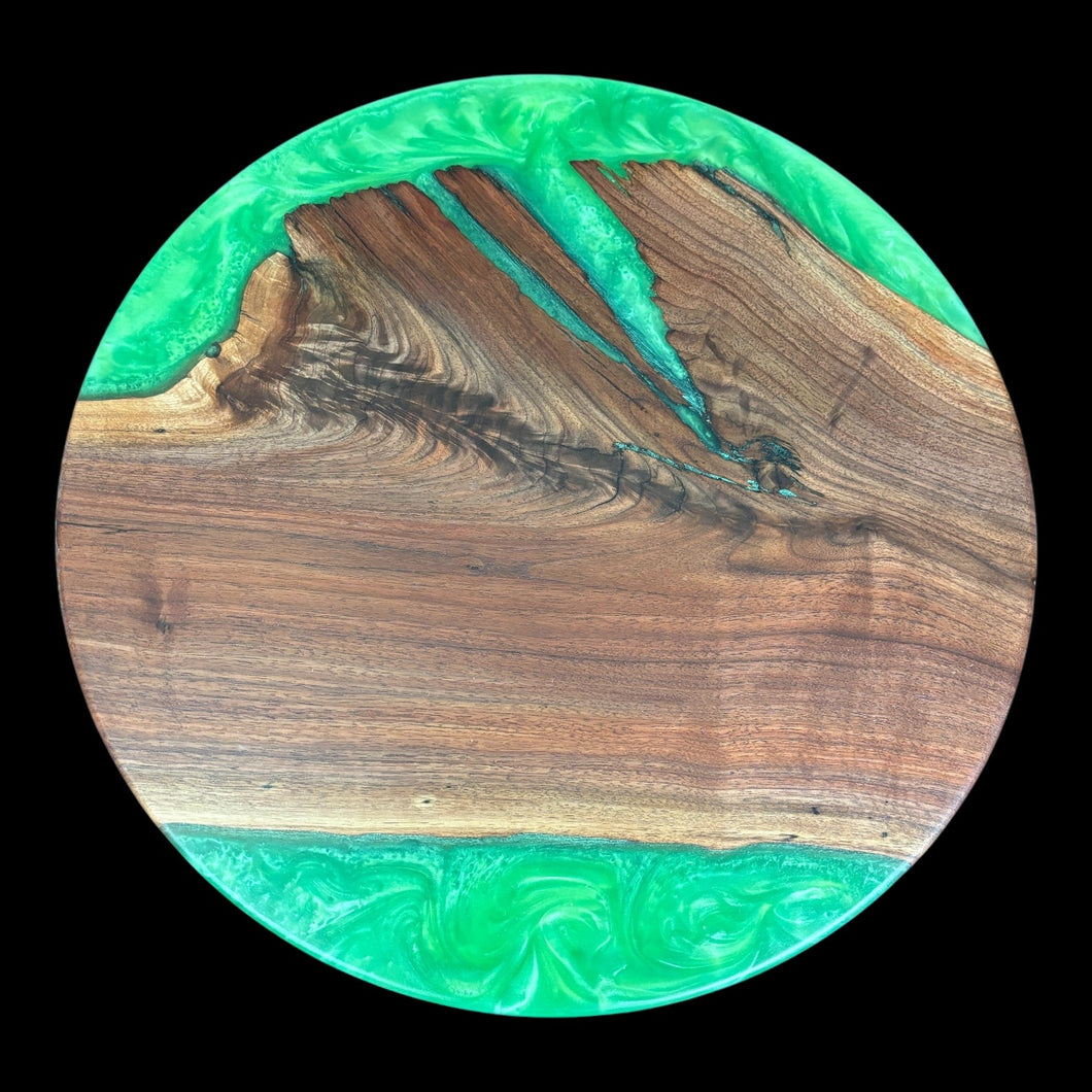 Siberian Elm / Emerald Green Epoxy Lazy Susan