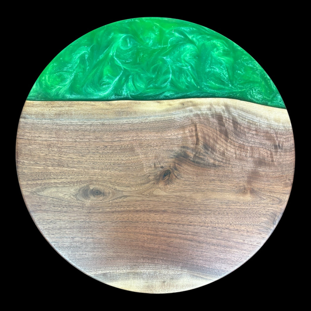 Walnut / Jade Green Epoxy Lazy Susan