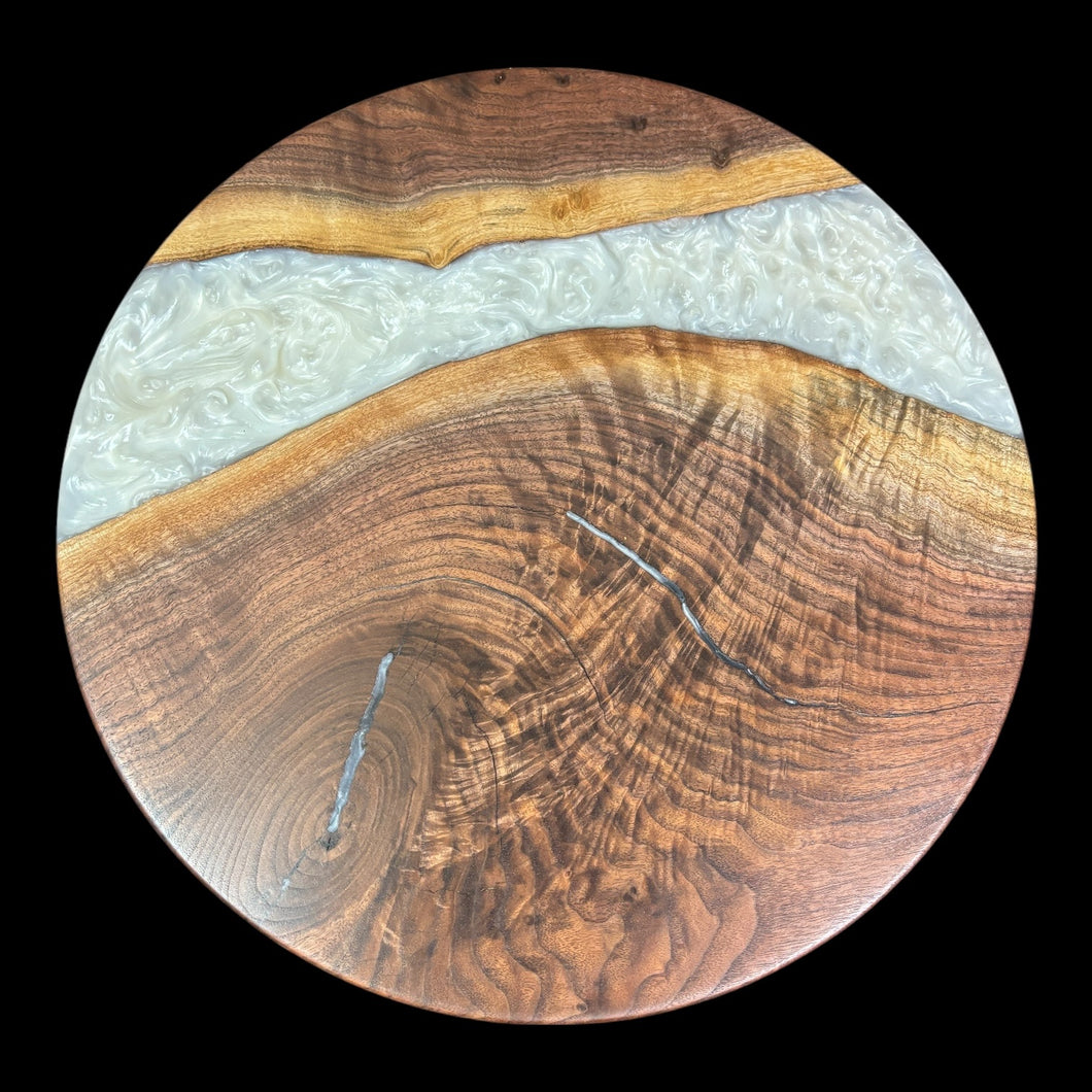 Walnut / Shimmering White Epoxy Lazy Susan