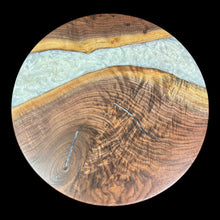 Load image into Gallery viewer, Walnut / Shimmering White Epoxy Lazy Susan
