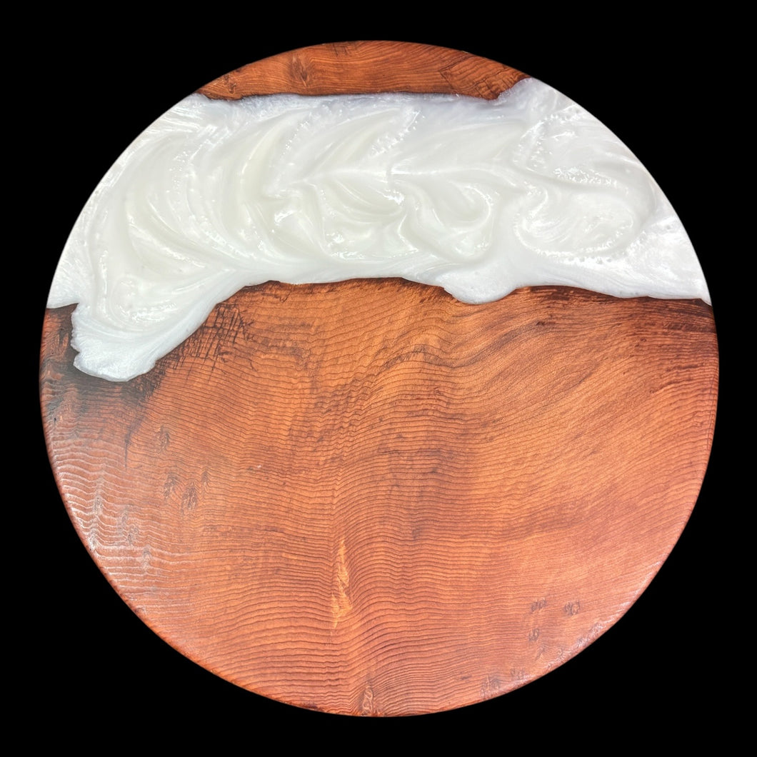 Redwood / Pearl White Epoxy Lazy Susan