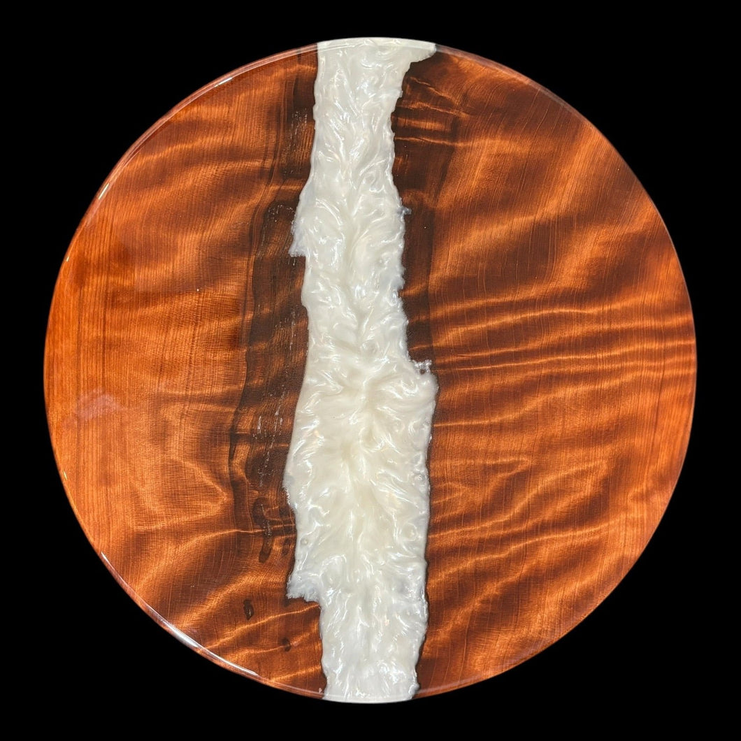 Curly Redwood/ Icicle White Epoxy Lazy Susan