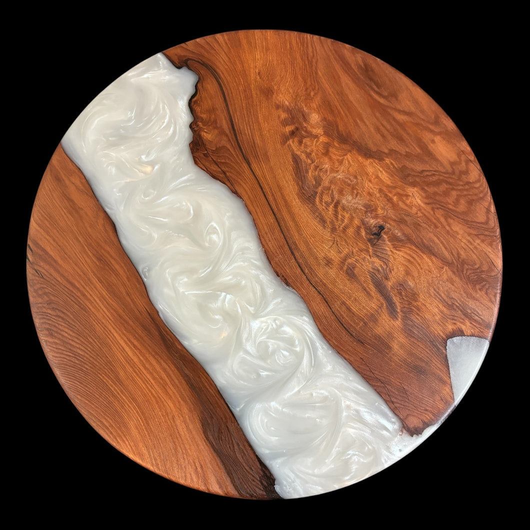 Redwood Burl / Swirled White Epoxy Lazy Susan