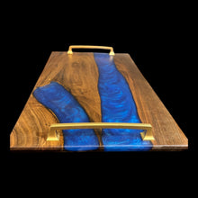 Load image into Gallery viewer, English Walnut / Deep Ocean Blue Epoxy Charcuterie
