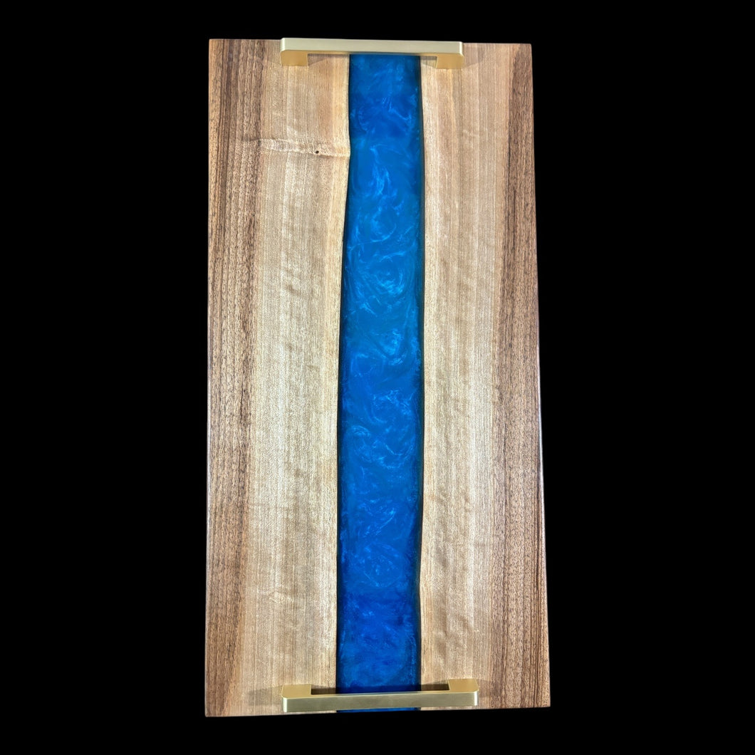 Walnut / Shimmering Blue Epoxy Charcuterie