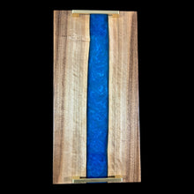 Load image into Gallery viewer, Walnut / Shimmering Blue Epoxy Charcuterie
