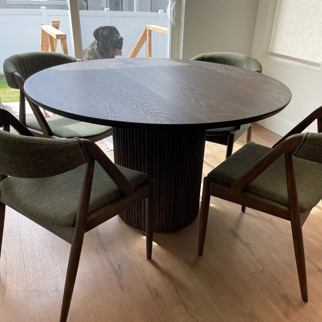 4' White Oak Reeded Base Dining Table