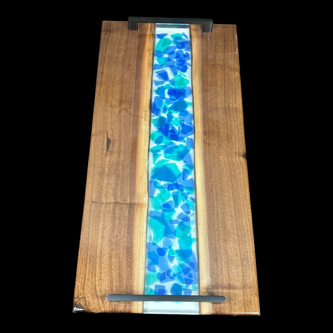 Walnut/ Sea Glass Epoxy Charcuterie