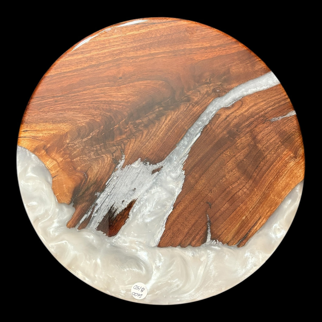 Siberian Elm / Aki White Epoxy Lazy Susan