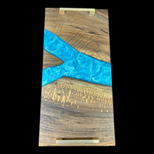 Load image into Gallery viewer, English Walnut / Baby Blue Epoxy Charcuterie
