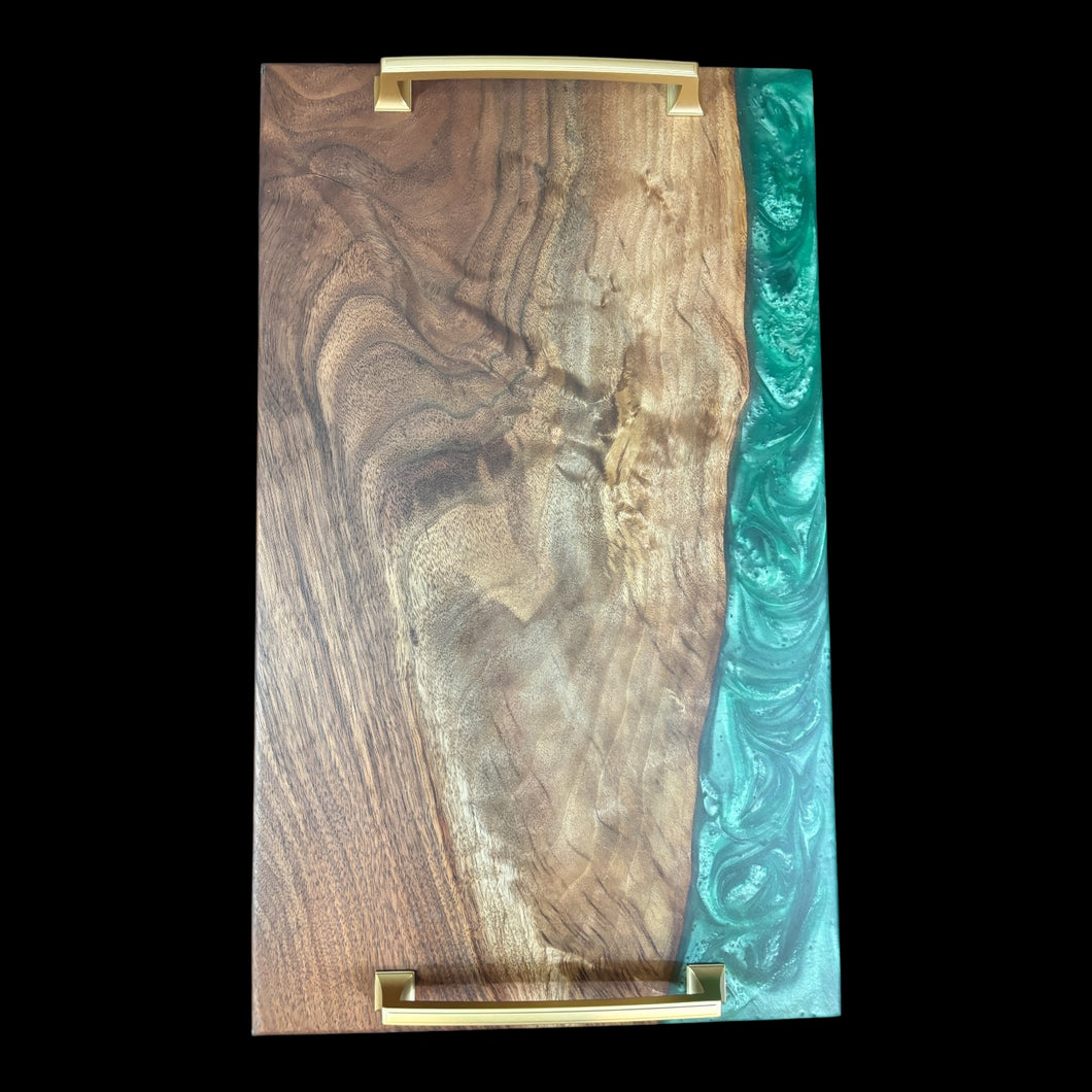 Walnut /  Malachite Green Epoxy Charcuterie