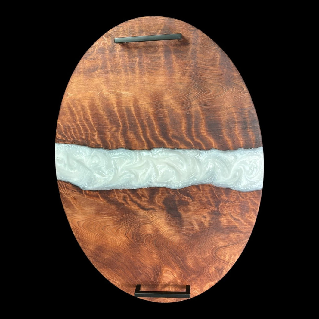 Redwood Burl Oval / Arctic White Epoxy Charcuterie