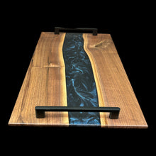 Load image into Gallery viewer, Walnut / Blue- Black Epoxy Charcuterie
