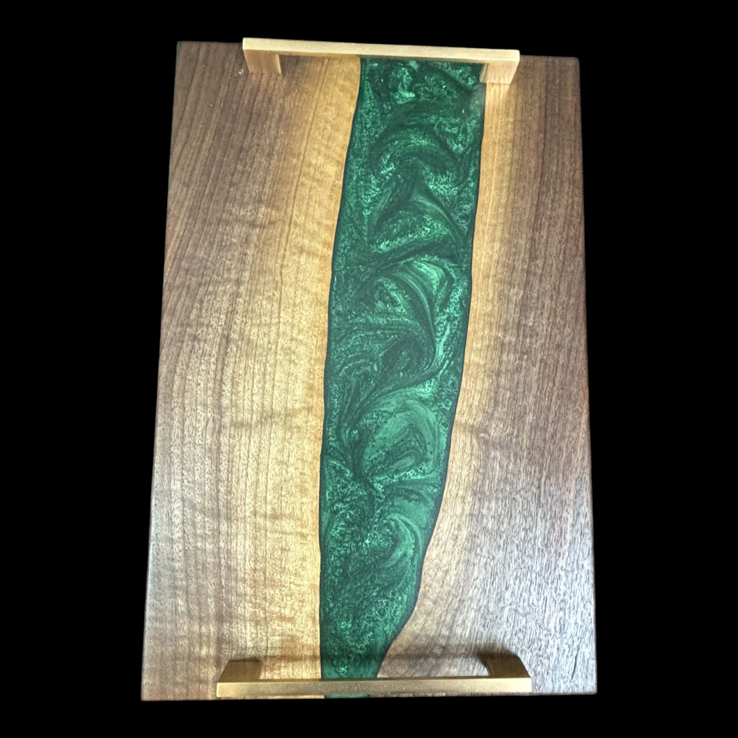 Walnut / Dark  Green Epoxy Charcuterie