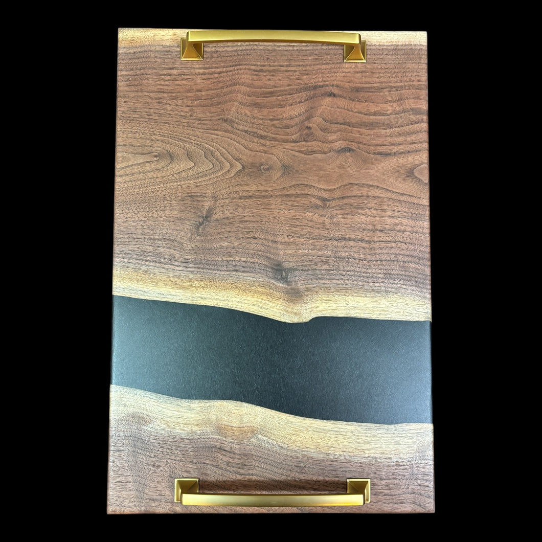 Walnut / Solid Black Epoxy Charcuterie