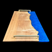 Load image into Gallery viewer, Maple/  Shimmering Blue Epoxy Charcuterie
