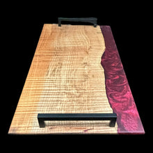 Load image into Gallery viewer, Fiddleback Maple/ Blood Red Epoxy Charcuterie
