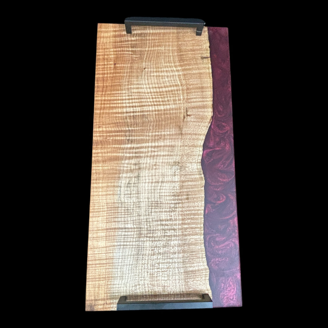 Fiddleback Maple/ Blood Red Epoxy Charcuterie