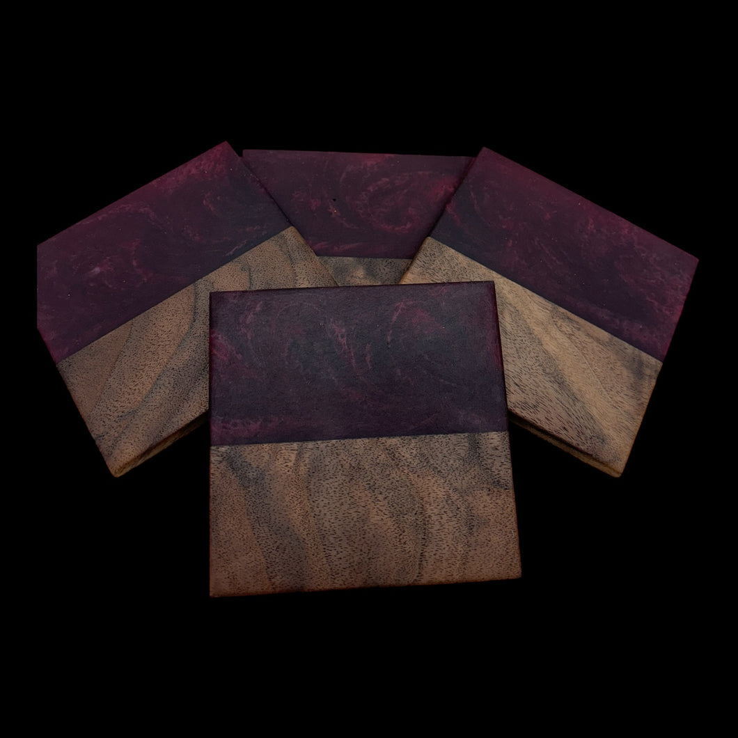 Walnut/ Dark Red Epoxy Coasters