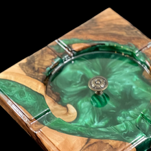 Load image into Gallery viewer, Walnut Emerald Cigar Tray
